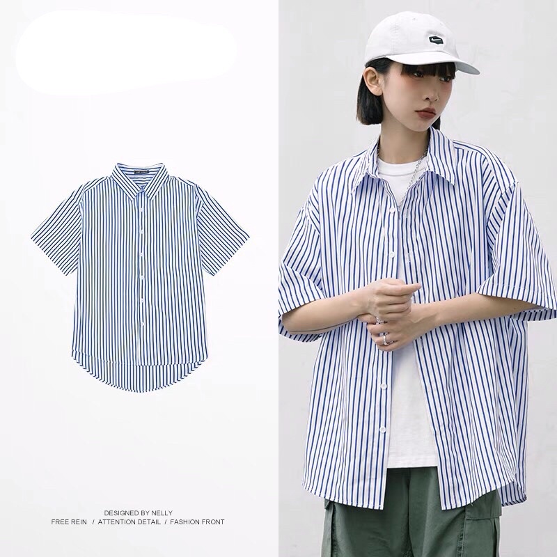 Áo sơ mi Nelly unisex kẻ sọc