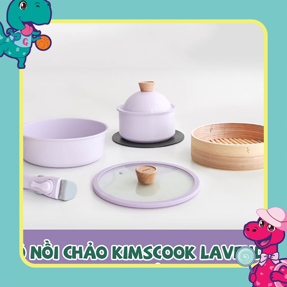 Bộ nồi đá kèm tay cầm và xửng kimscook 4 màu (Sunshine/Moonlight/Mint/Lavender)