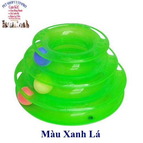 Đồ chơi tháp 3 tầng cho Mèo Kiểu không chóp Chất liệu nhựa an toàn Giúp Mèo thư giãn, Xả stress