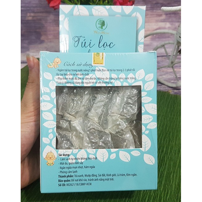 Túi lọc dược liệu tắm bé 120g (10 túi lọc) [HÀNG CHÍNH HÃNG] Wonmom Túi lọc dược liệu tắm bé 120g Thảo mộc thiên nhiên