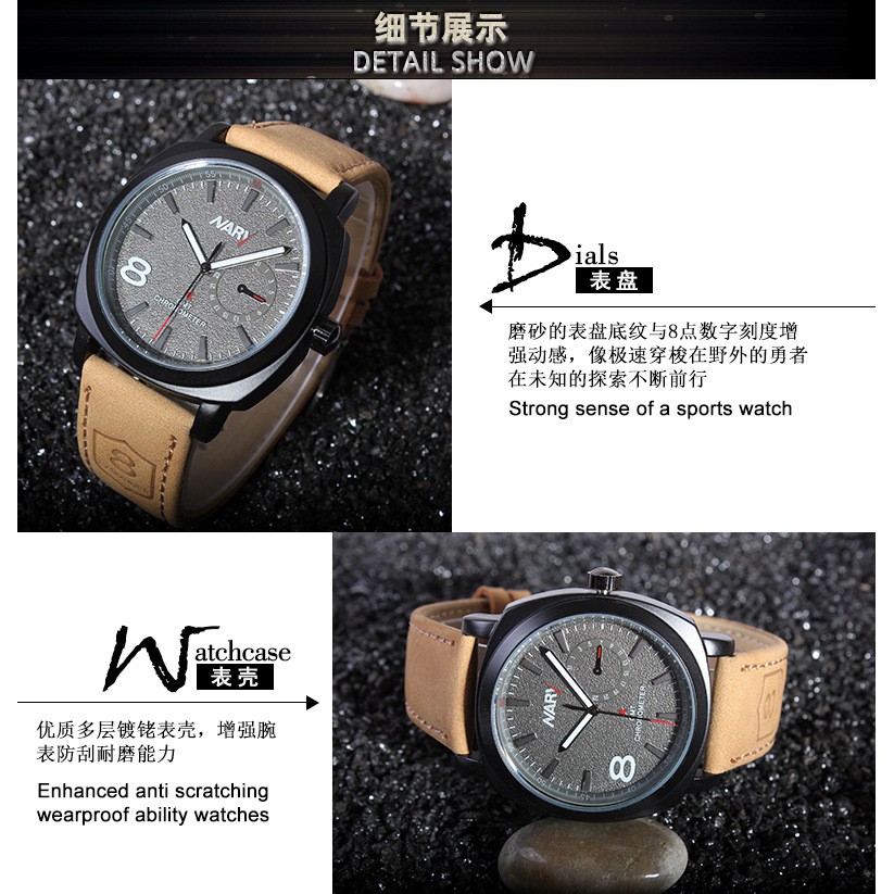 ĐỒNG HỒ NAM NARY DÂY DA 6118