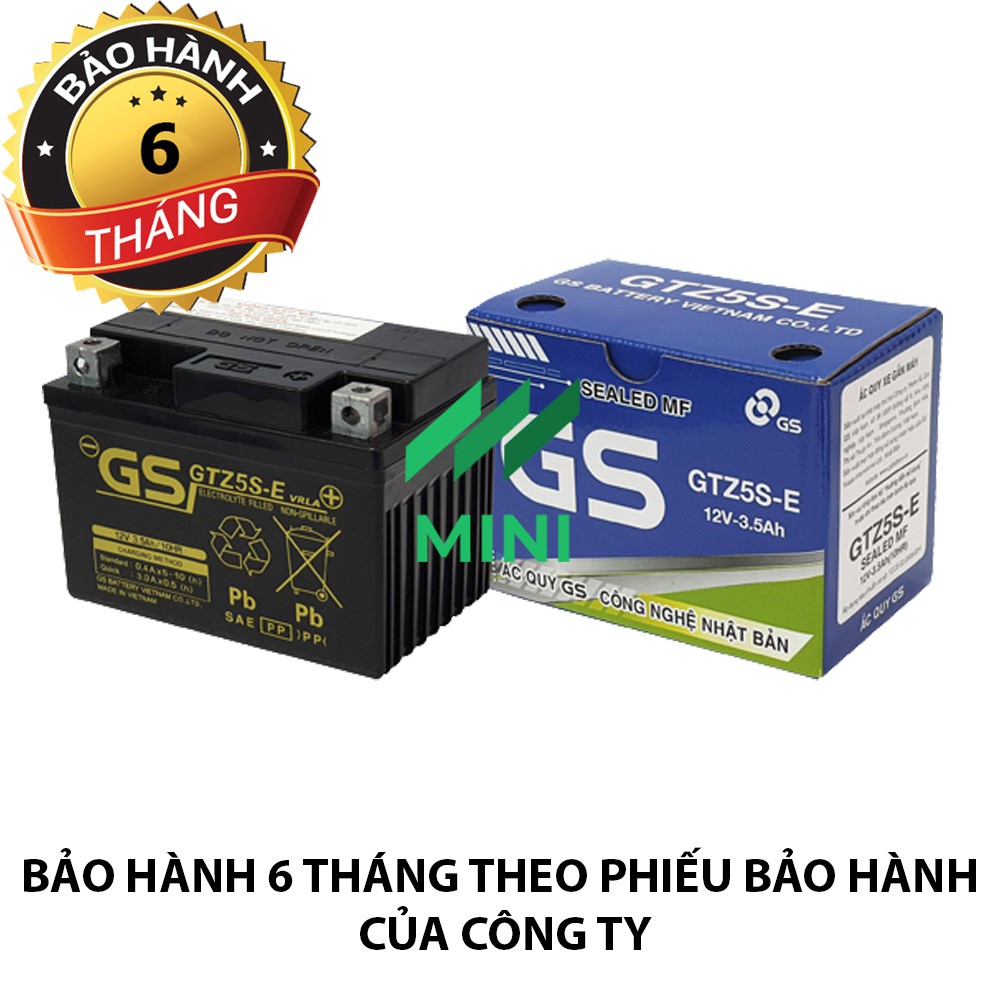 Bình ắc quy khô GS GTZ5S-E (12V – 3.5Ah) dành cho Honda, Yamaha, Suzuki....