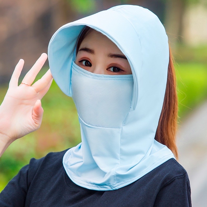 Nón chống nắng mùa hè Mũ trùm có mạng che mặt thời trang tiện dụng không gẫy gập chống tia UV , cực tím