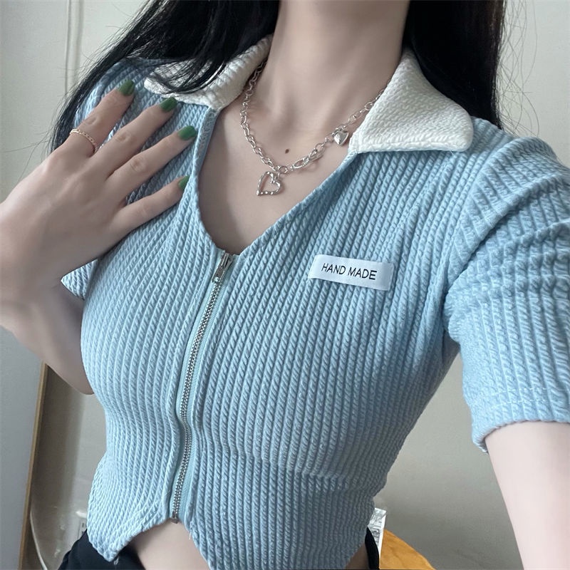 Áo Thun Tay Ngắn Có Dây Kéo  tao bao
