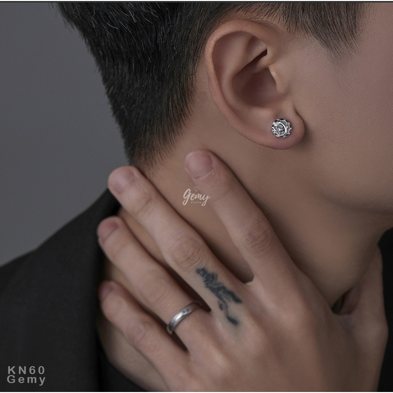 Khuyên tai bạc unisex Gemy Silver, bông tai nam nữ Freedom KN60 (1 chiếc)