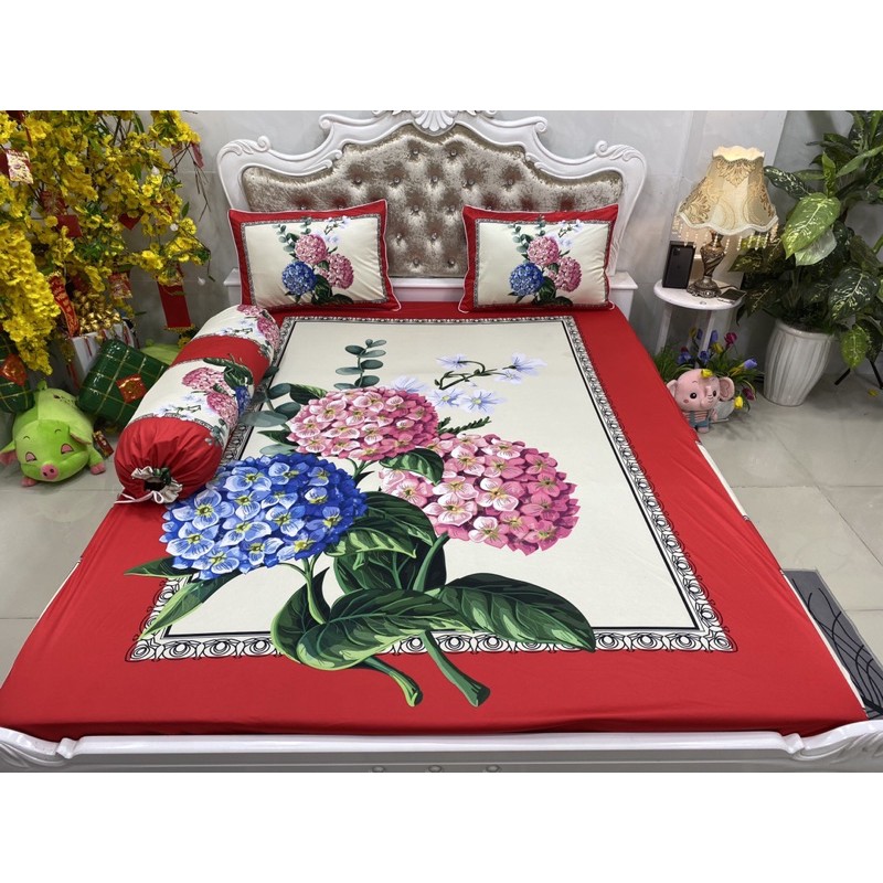 Drap thun lạnh 5D cao cấp mẫu hoa ( 5 màu)