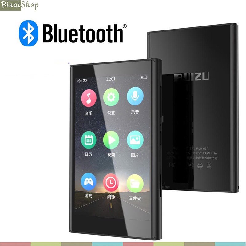 Ruizu H10 - Máy Nghe Nhạc Buetooth 5.0 Hai Chiều, Màn Hình Cảm Ứng, Xem Phim Full HD, Có Loa Ngoài (16GB)