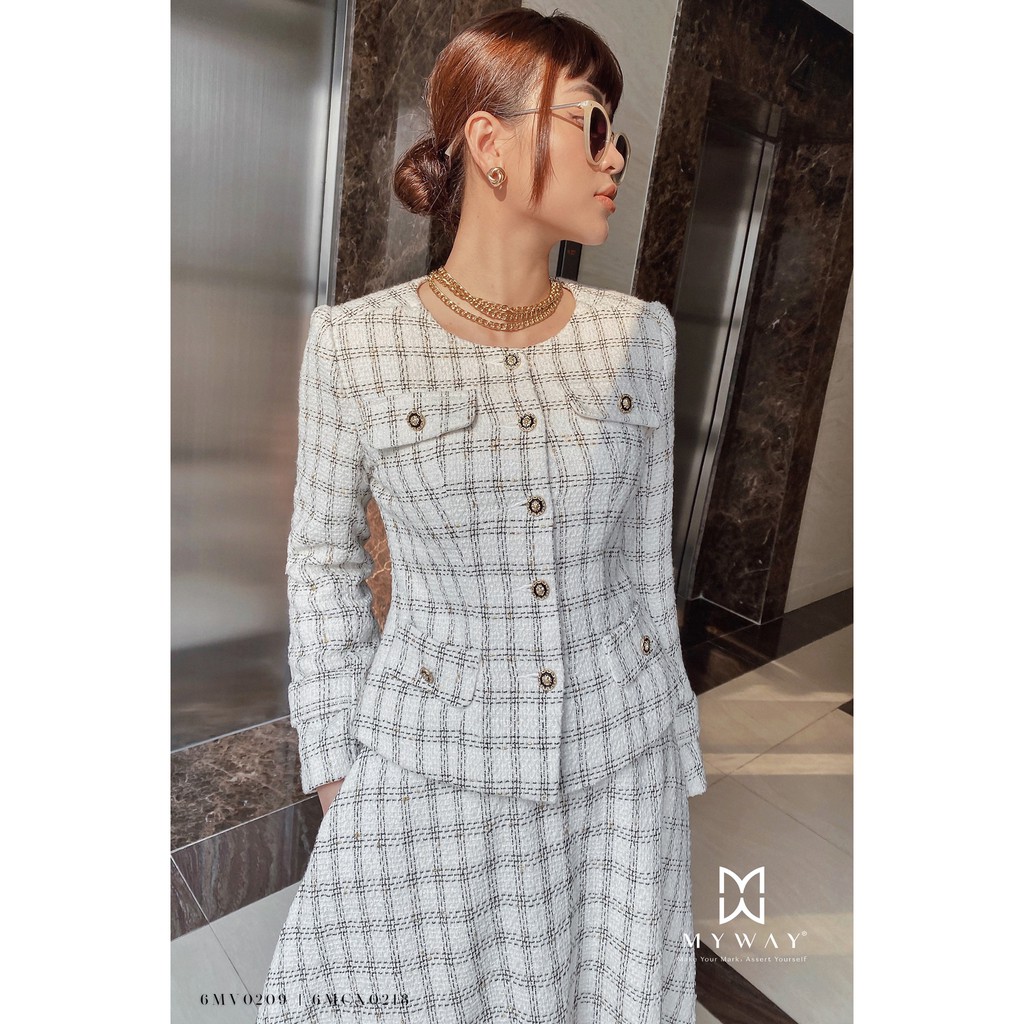 Áo Vest Nữ My Way Dạ Tweed Đính Cúc Sang Chảnh 6MV0209 | BigBuy360 - bigbuy360.vn