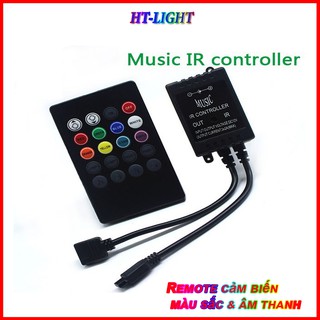 Bộ điểu khiển hồng ngoại LED RGB 20 phím Cảm biến âm thanh Tự động nháy theo nhạc