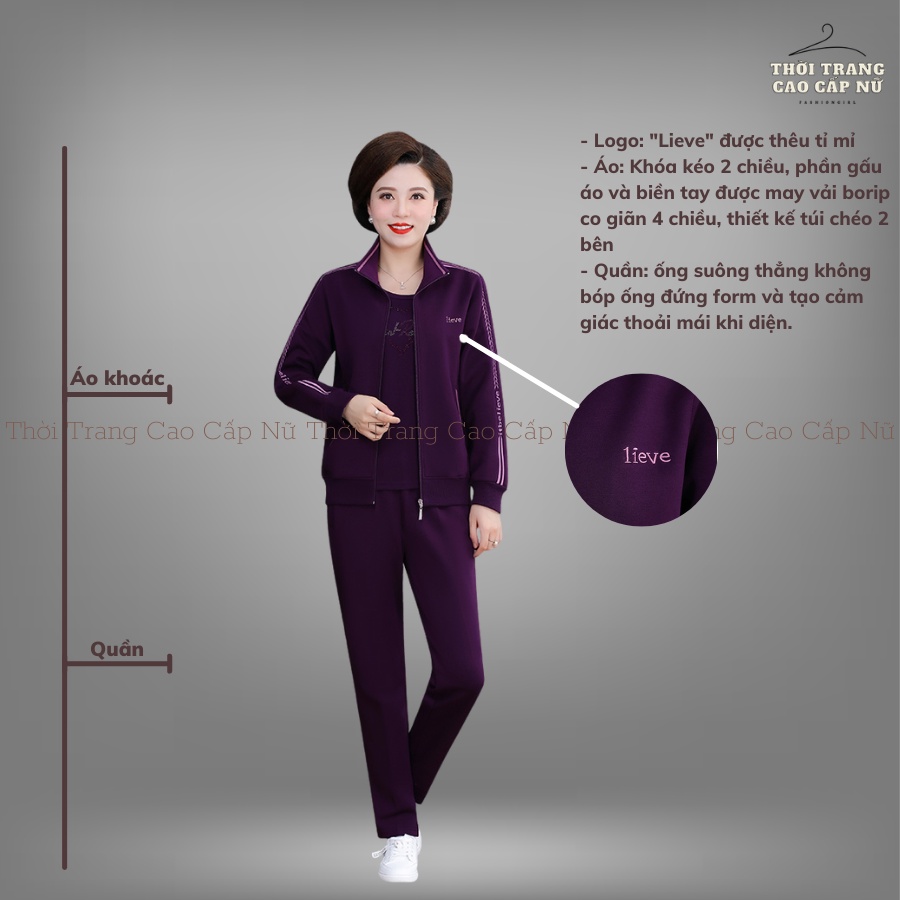 Bộ Thu Đông Nữ Bộ Nỉ Da Cá Dày Dặn, Bộ Mặc Nhà Trung Niên Dành Cho Bà Cho Mẹ Bigsize Màu Xanh Than Và Ghi TN25