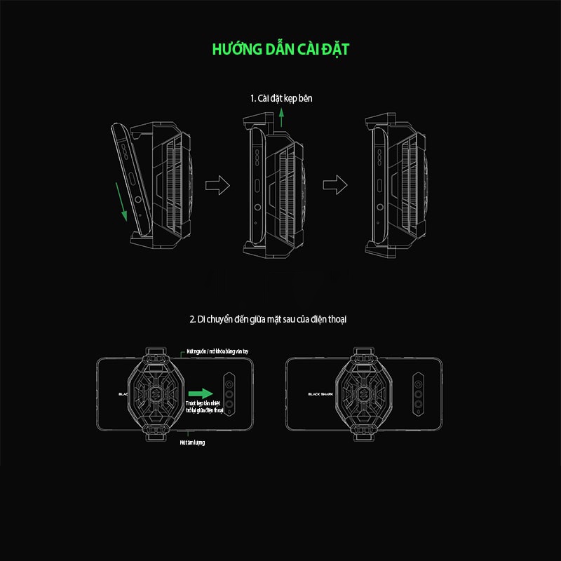 Quạt Tản Nhiệt Gaming Cho Điện Thoại Tản Nhiệt Sò Lạnh Siêu Mát Black Shark Funcooler 2 Pro - 3 Phiên Bản Cực Hot