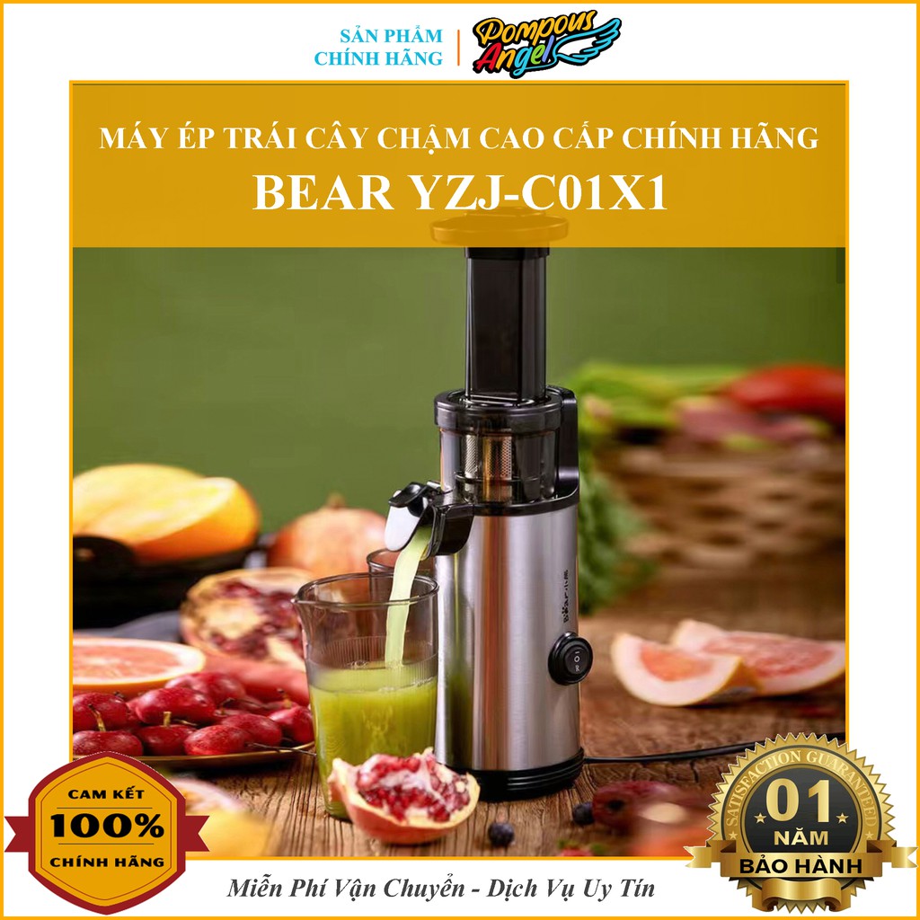 Máy ép hoa quả trái cây chậm BEAR 130W chất liệu inox không gỉ cao cấp bảo hành 12 tháng,lỗi 1 đổi 1
