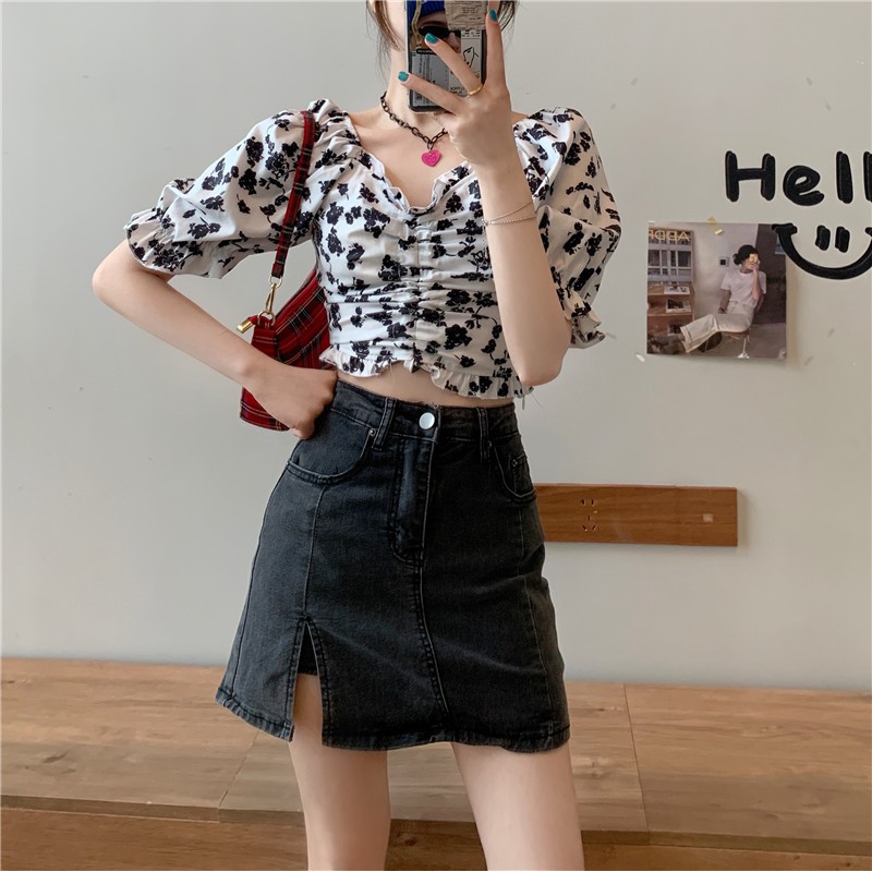 Xiaozhainv Chân Váy Bằng Vải Jeans Kiểu Dáng Chữ A Thời Trang Quyến Rũ Cho Nữ | BigBuy360 - bigbuy360.vn