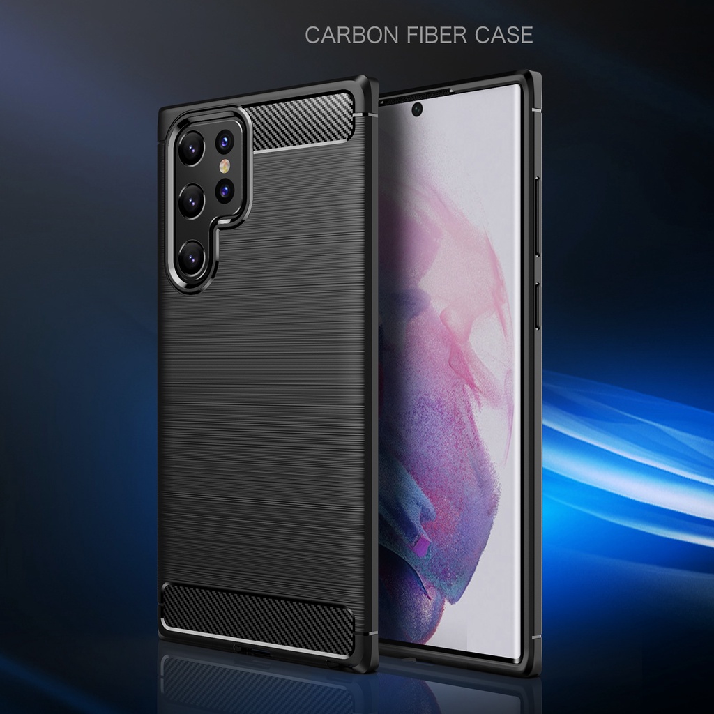 Ốp điện thoại LENUO silicon mềm sợi carbon Samsung Galaxy S22Ultra S22Plus S21Ultra S21Plus S21FE S20Ultra S20Plus S20