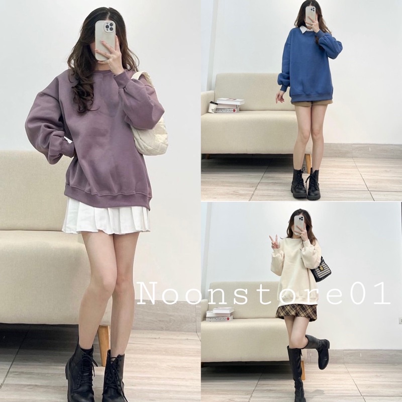 Áo sweater nỉ trơn from dáng rộng hàng Quảng Châu loại 1 - hàng có sẵn
