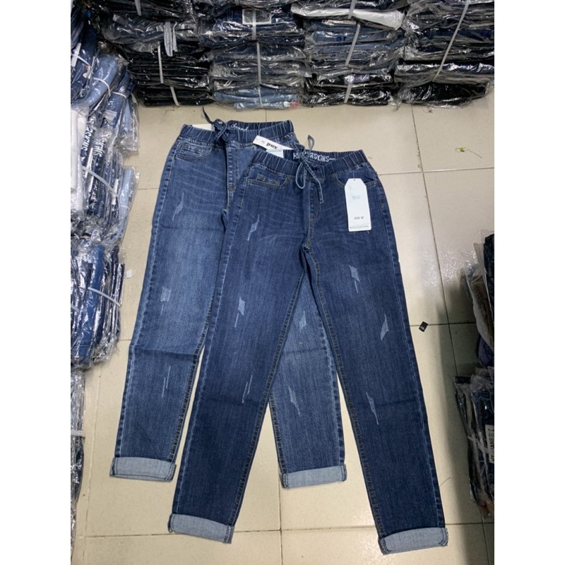 Quần jeans lưng thun xước nhẹ