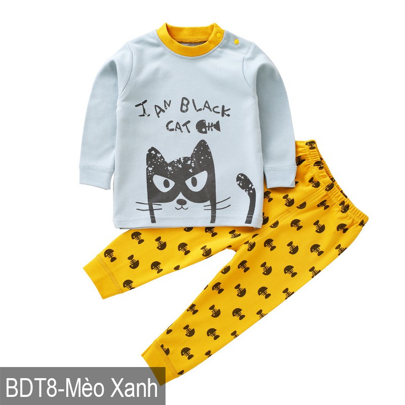 Bộ quần áo cotton dài tay cho bé trai bé gái Hàng Quảng Châu xuất Nhật BDT08