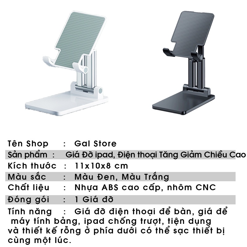 Giá Đỡ Ipad Điện Thoại Máy Tính Bảng Tăng Giảm Chiều Cao💥𝑭𝑹𝑬𝑬𝑺𝑯𝑰𝑷💥Kệ kẹp gấp gọn để bàn, hợp kim nhôm.