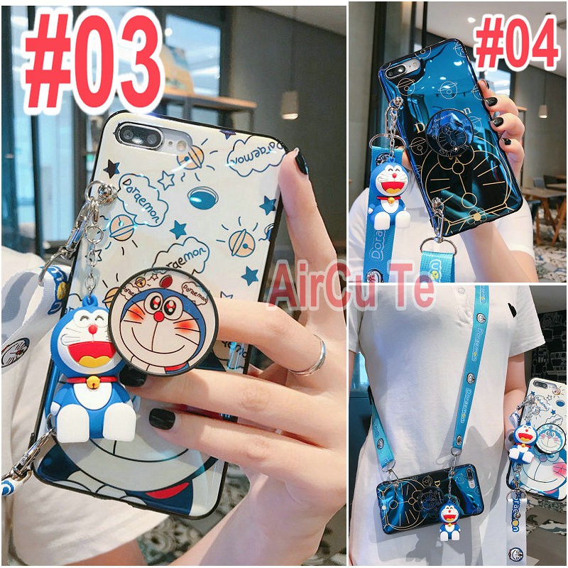 Ốp điện thoại có giá đỡ hình Doraemon cho Samsung J2 J7 Prime Pro Note 8 9 S8+ S9+ S10+ A20 A50 A70 A10