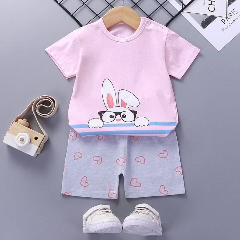 Bộ quần áo thể thao bằng cotton in họa tiết hoạt hình gấu trúc thời trang mùa hè cho bé