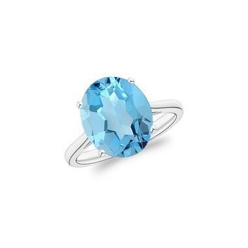 Nhẫn Bạc 925 Đính Đá Topaz Xanh Phong Cách Cổ Điển