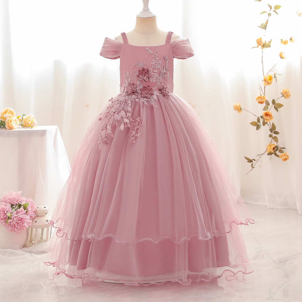 Đầm Dự Tiệc Phối Lưới Kiểu Công Chúa Xinh Xắn Cho Bé Gái 6-14 Tuổi