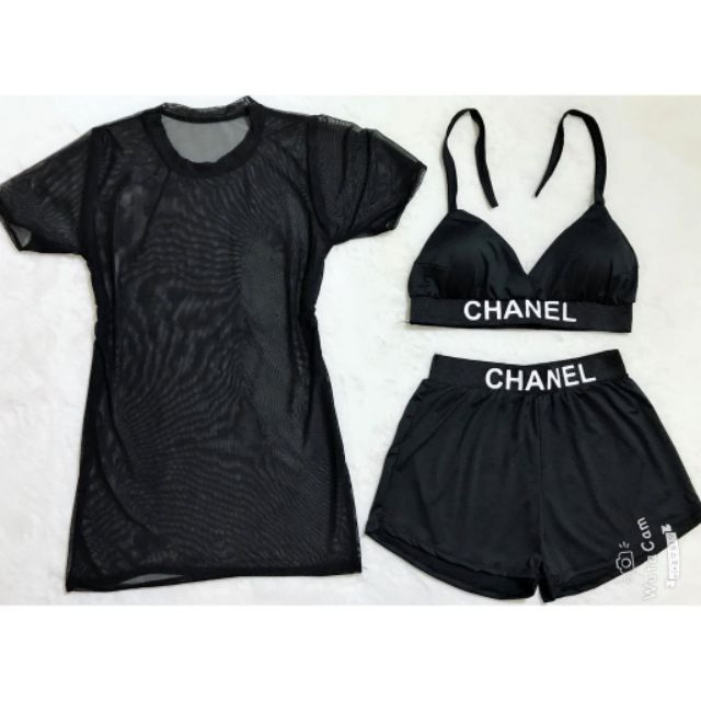 Bộ Đồ Bikini Đi Biển 3 Mảnh Kèm Áo Lưới | BigBuy360 - bigbuy360.vn