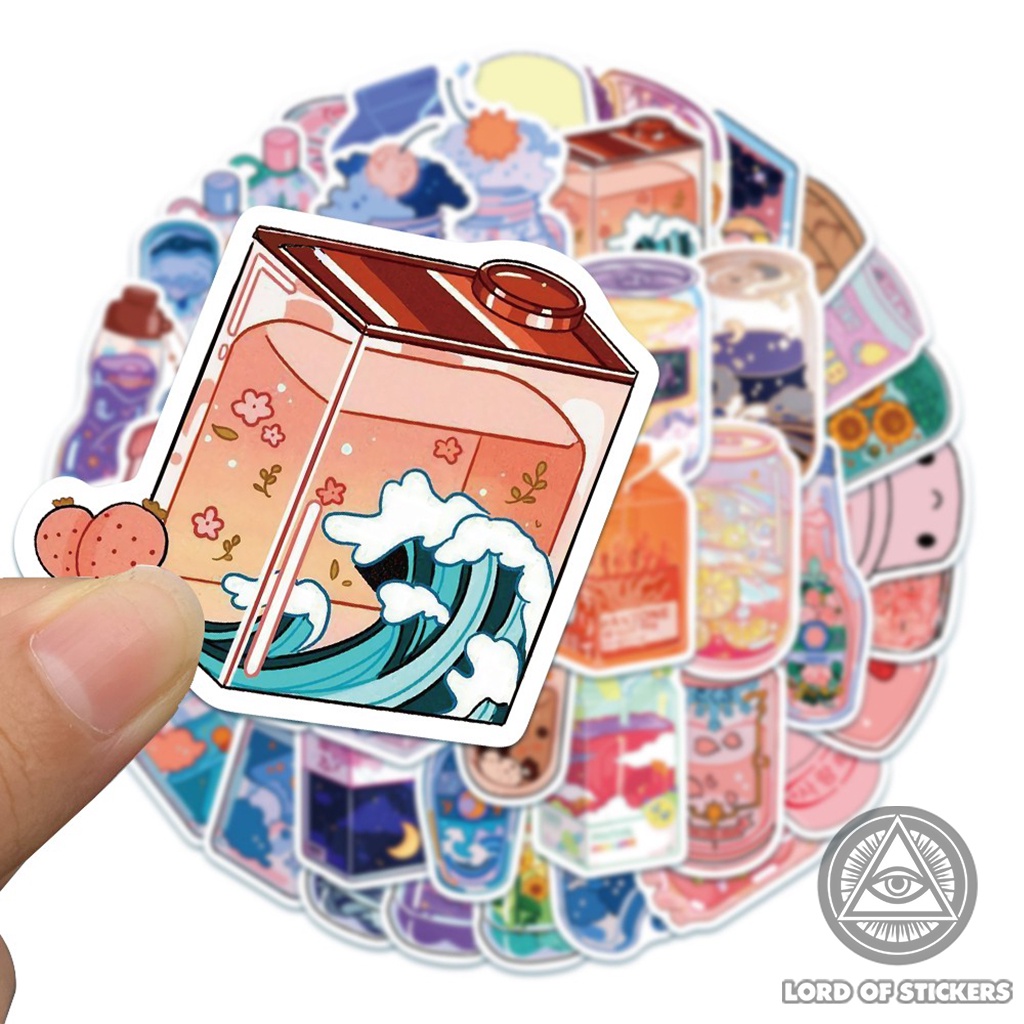 Set 50 Nhãn Dán Dễ Thương Phong Cách Nhật Bản Cute Soft Drink Sticker Chống Thấm Nước Trang Trí Mũ Bảo Hiểm, Laptop, Sổ