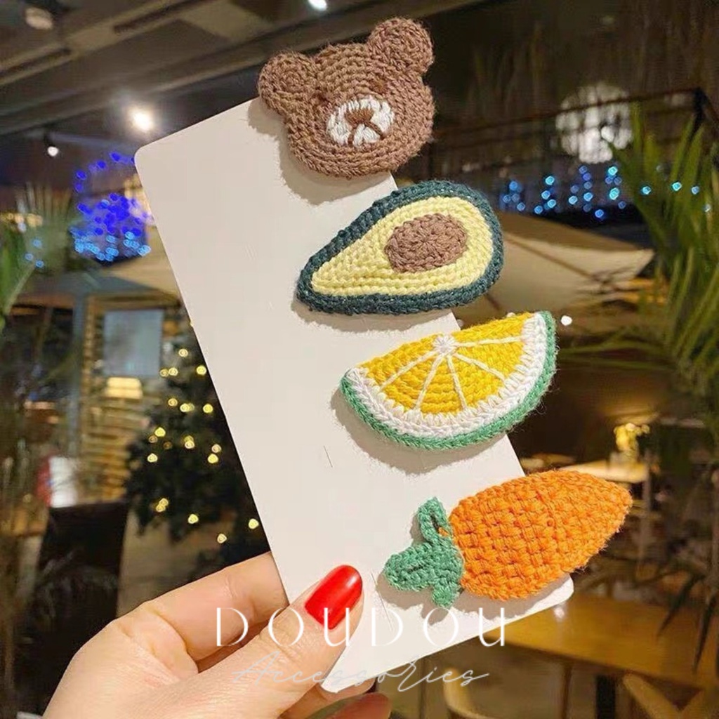 Phụ kiện kẹp tóc xinh DOUDOU Cặp tóc Kẹp mái gấu dâu Lotso hot trend phong cách Hàn Quốc dễ thương thời trang FJ027