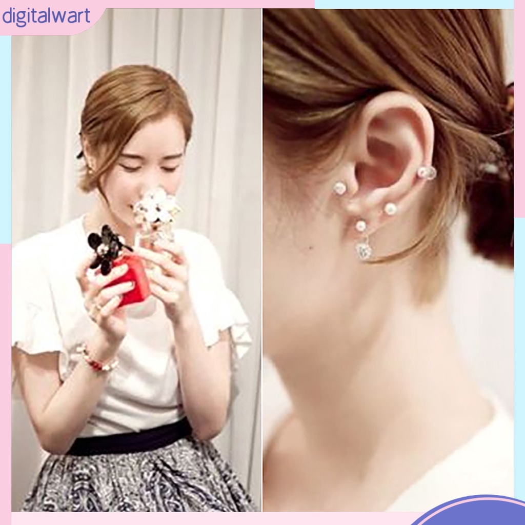 Bông tai ngọc trai đính hạt pha lê sang trọng cho nữ