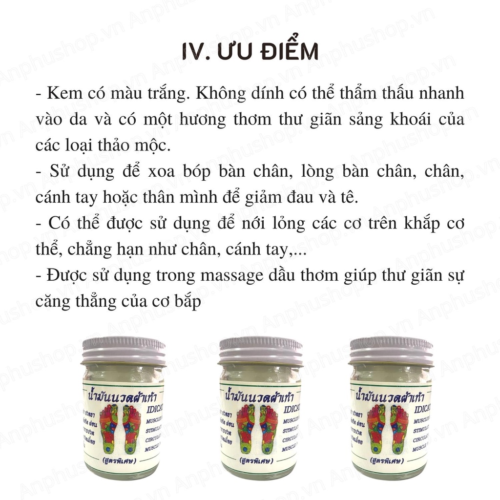 Dầu cù là trắng xoa bóp bàn chân Wang Boran Thái Lan 50gram - Sản phẩm chính hãng