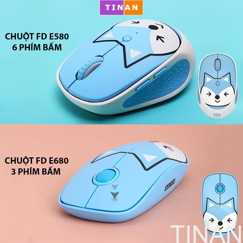 Combo Chuột Không Dây 2.4G & Lót Chuột FD E580h/E680h Dùng Cho Văn Phòng, Học Tập, 6 Số phím