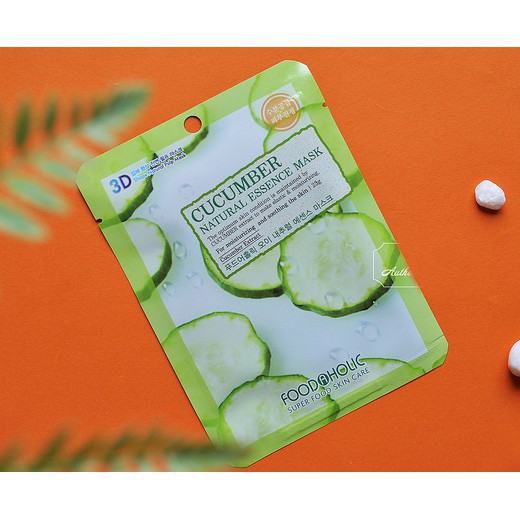 Bộ 10 gói mặt nạ 3D Dưa Chuột Cucumber Natural Essence Mask Foodaholic (23mlx10miếng)