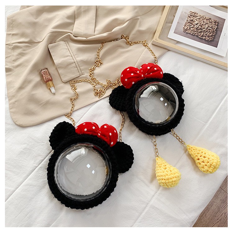 Túi tự đan, Túi handmade tự làm Mickey Mika trong suốt có video hướng dẫn Kawaii_Handmade