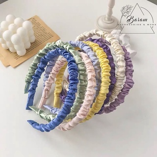 Cài tóc băng đô bờm nữ lụa satin nhún Baram