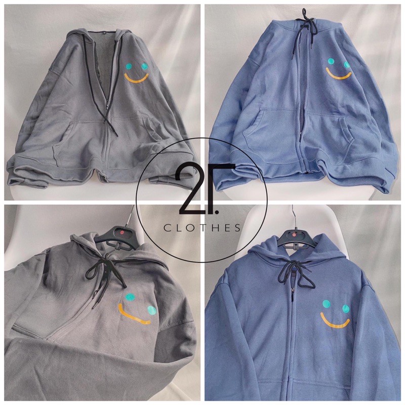 Áo khoác nỉ lót bông Mặt cười unisex