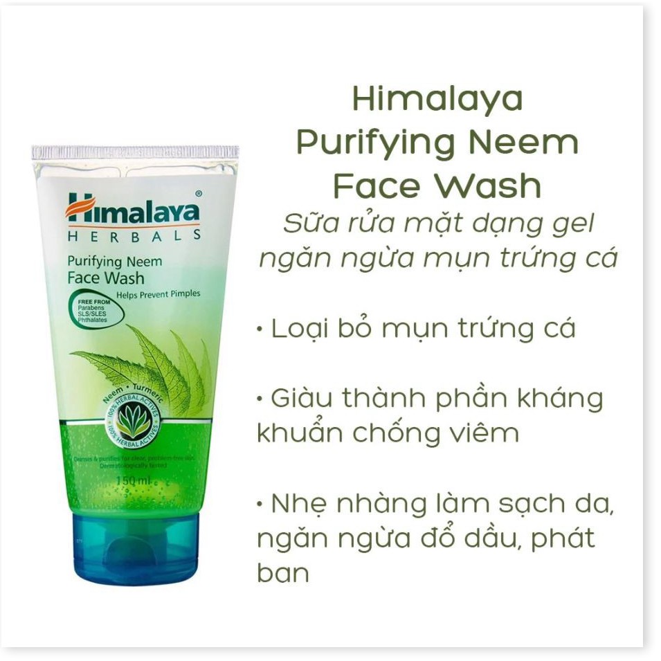 [Mã giảm giá] Sữa Rửa Mặt Dạng Gel Ngăn Ngừa Mụn Chiết Xuất lá Neem Himalaya Purifying Neem Face Wash