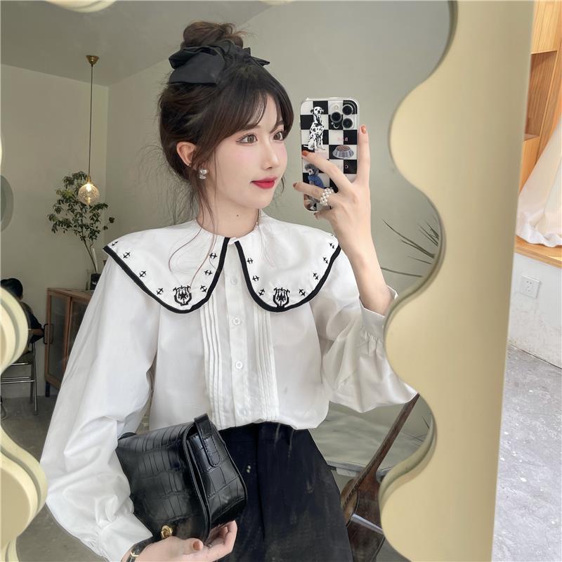 Phụ Nữ Áo Cổ Búp Bê Mới Dài Tay