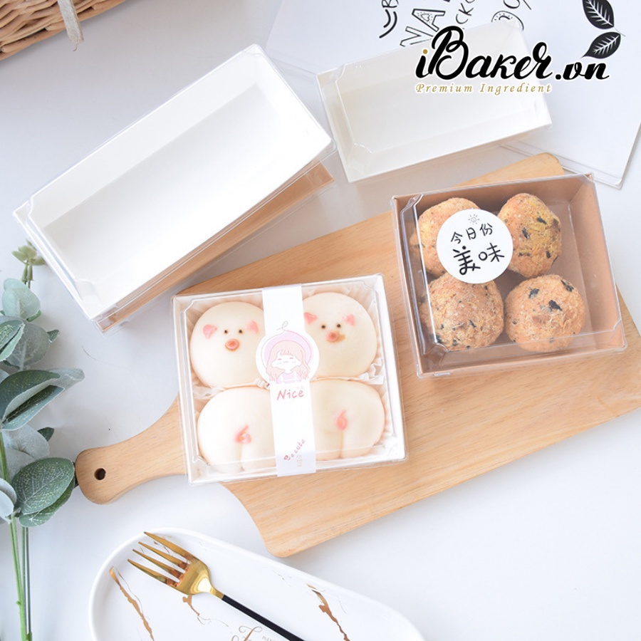 Hộp giấy kraft vuông E1413 - Hộp giấy nắp trong đựng bánh tiramisu/ bánh bông lan/ bánh su kem