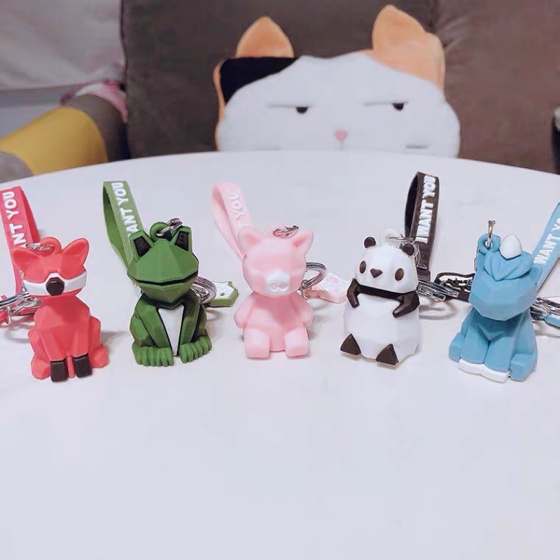 Móc chìa khoá treo cặp sách động vật cute kèm sticker