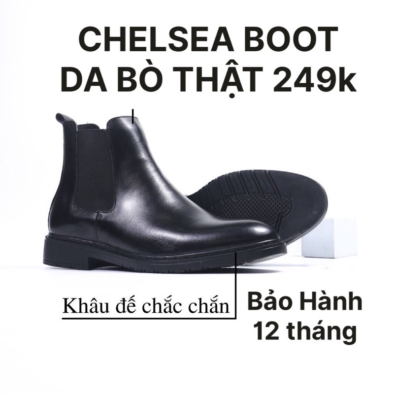 Giày boots nam Chelsea Boots Classic DA BÒ THẬT đế khâu Cao Cấp( đặt lùi 1 size)