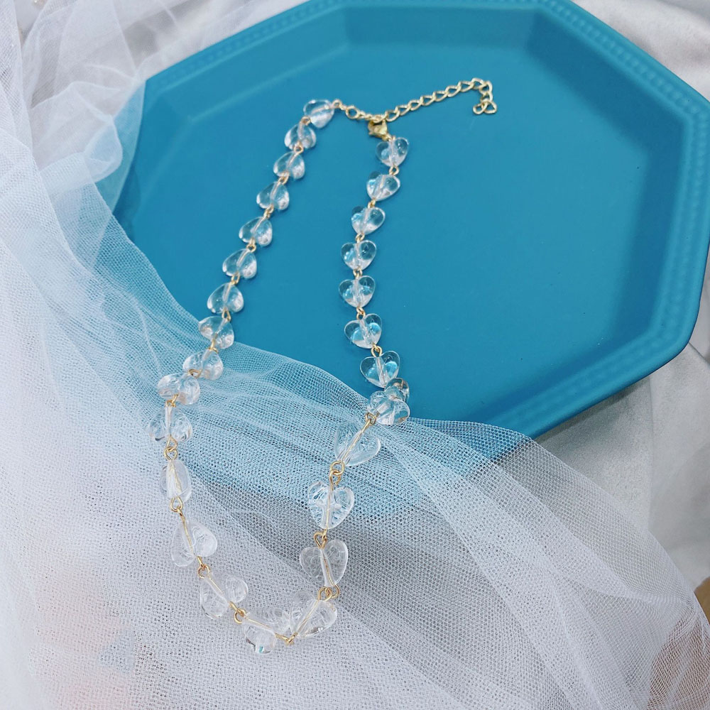 Dây chuyền trang trí mặt trái tim trong suốt thời trang