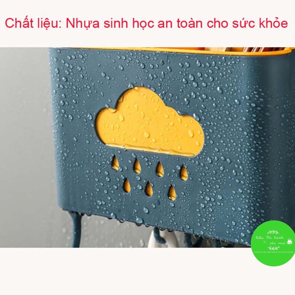 Hộp đựng đũa muỗng treo tường hình đám mây kèm móc treo khăn dụng cụ bếp tiện lợi, ống cắm đũa thìa, ống đựng đũa muỗng