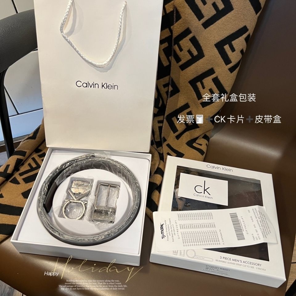 Thắt Lưng CK! Hàng Có Sẵn! Thắt Lưng Da Unisex Chất Lượng Cao