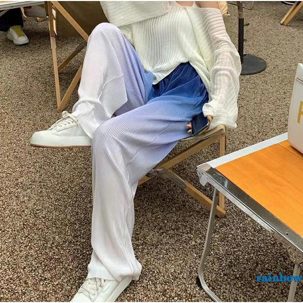 Quần Ống Rộng Palazzo Lưng Cao Xếp Ly Màu Cầu Vồng Thời Trang Cho Nữ | BigBuy360 - bigbuy360.vn