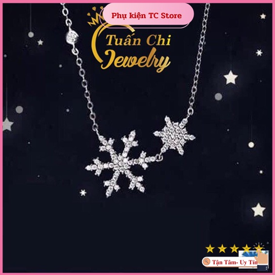 Set Bạc Nữ- Dây Chuyền Bạc Hình Bông Tuyết Nhẹ Nhàng, Thanh Lịch