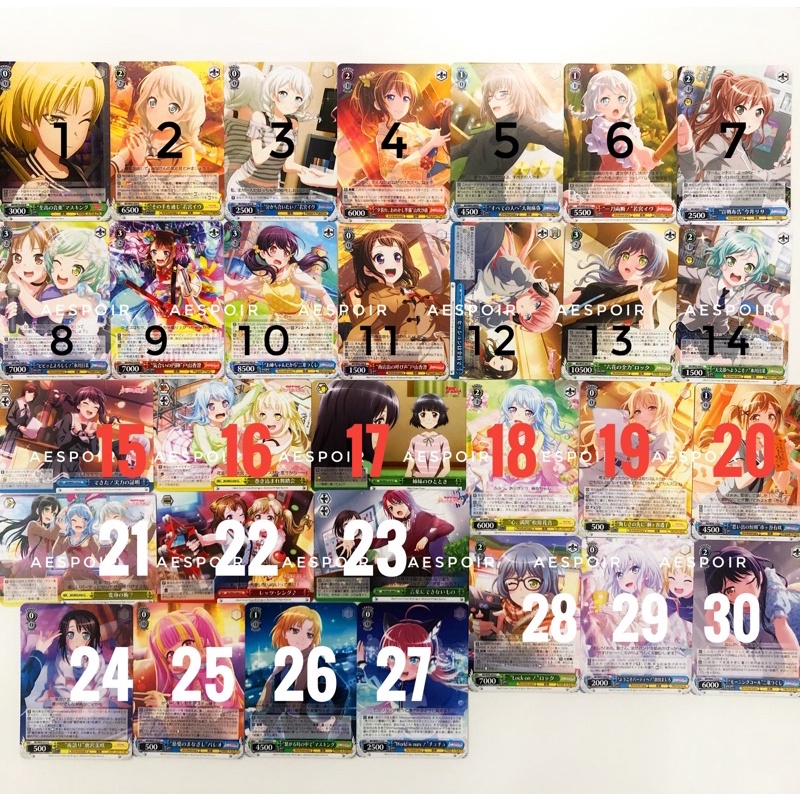 Lẻ card BanG Dream weiss schwarz hàng chính hãng