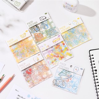 Túi 40 nhãn sticker trang trí trong suốt độc đáo