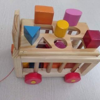 Đồ chơi gỗ xe thả hình mộc cho bé