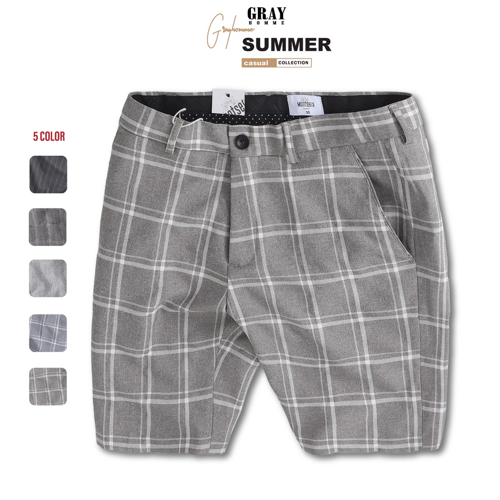 Quần Short Âu Kẻ Sọc GRAYHOMME Vải Cotton Co Giãn Nhẹ Kiểu Dáng Âu Trẻ Trung Năng Động - BT112